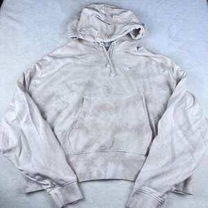 Nike Women's Tie-Dye Cropped Hoodie Beige Cream Oversized Fleece Small